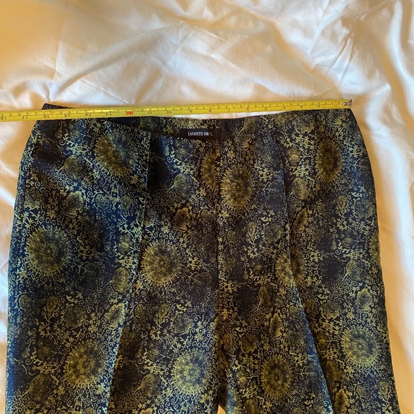 Lafayette 148 New York blue & gold metallic brocade cropped pants, 10 - Picture 4 of 9